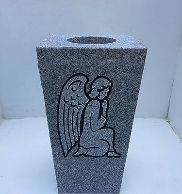 Silky Flower Store Granite Memorial Cemetery Vase Gray, Tapered Design, Outdoor Floral Holder, 5x4x9 14 14 Product: Granite Memorial Vase with Design Tapered (5"x4"x9") Gray