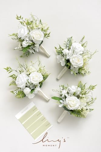 Silky Flower Store Artificial Lily of Valley Bridesmaid Bouquet, White Green Wedding Bouquet, Set of 4, 7 Inch 8 8 Product: Ling's Moment Artificial Flowers Lily of Valley White Bridesmaid Bouquet Set of 4, Green Wedding Flowers Bouquets for Bridesmaids, 7 Inch Bridal Bouquets for Bridesmaids, Wedding, etc