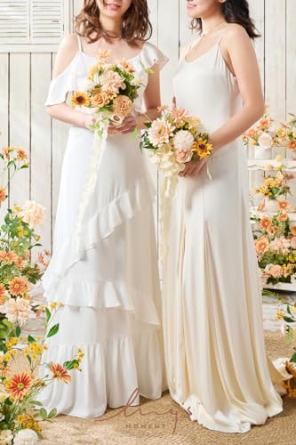 Product: Ling's Moment Artificial Flowers Sunflower Bridesmaid Bouquet Set of 4, Backyard Wedding Flowers Bouquets for Bridesmaids, 7 Inch Bridal Bouquets for Bridesmaids, Wedding, etc