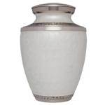 Product: Liliane Memorials White Funeral Urn Cremation Urn for Human Ashes - Hand Made in Brass - Suitable for Cemetery Burial or Niche- Large Size fits Remains of Adults up to 200 lbs- Petals White Model