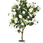 Product: Leflos 4.25ft Artificial Begonia Flower Tree, Faux Begonia Tree with 74 White Flowers, Fake Potted Blooming Floral Plant in White Pot Filled with Dry Moss for Home Indoor Decor