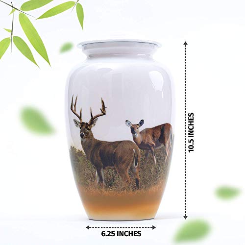 Silky Flower Store Hand Painted Deer Grazing Cremation Urn, Large Adult Memorial Urn, Aluminum, Velvet Bag, 200 Cubic Inches 1 1 Product: BOLD & DIVINE Hand Painted Deer Grazing Cremation Urn | Human Ashes Adult Memorial urn, Burial, Funeral Cremation Urns | 200 Cubic Inches (Large Adult Urn) with Unique Velvet Bag
