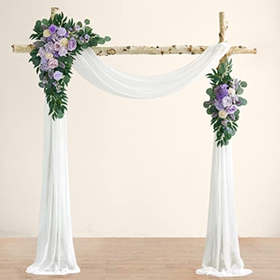 Silky Flower Store Purple Wedding Arch Flowers Kit, 3 Pack, White Draping Fabric, Dusty Lilac Floral Garlands, 26Ft 15 15 Product: Ponatia Purple Wedding Arch Flowers Kit - 3 Pack with 26Ft White Draping Fabric & Dusty Lilac Floral Garlands for Stunning Ceremony & Reception Decor