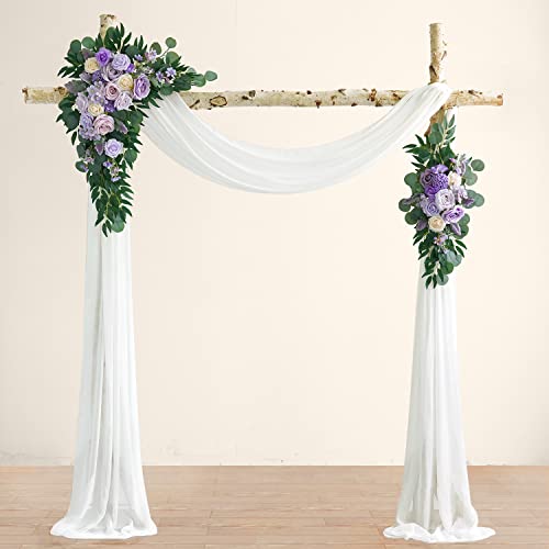 Silky Flower Store Purple Wedding Arch Flowers Kit, 3 Pack, White Draping Fabric, Dusty Lilac Floral Garlands, 26Ft 6 6 Product: Ponatia Purple Wedding Arch Flowers Kit - 3 Pack with 26Ft White Draping Fabric & Dusty Lilac Floral Garlands for Stunning Ceremony & Reception Decor