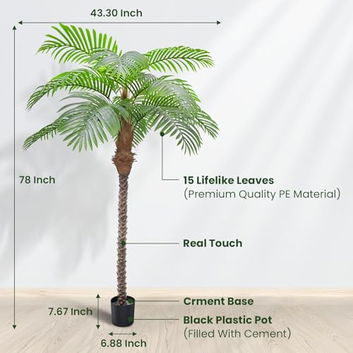 Product: AnTing Artificial Palm Trees 6.5ft Tall Fake Tree for Outside, 78in 15Leaves Large Palm Trees for Patio Pool Home Office Decor【Increased UV Protection】（2 Pack）