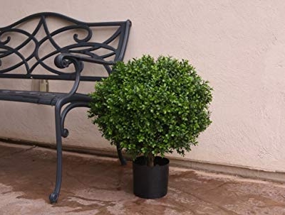 Product: 24" Tall 16” Round Artificial Topiary Ball Boxwood Trees (Set of 2) by Northwood Calliger | Highly Realistic Potted Shrubs for Indoor/Outdoor | UV Protected
