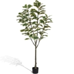 Product: 6ft Tall Artificial Fiddle Leaf Fig Tree with 108 Decorative Leaves - Faux Silk Tree in Pot for Home, Office, Living Room, Bathroom & Corner - Indoor Decor Accent