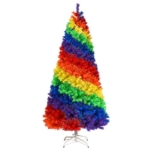 Product: Goplus 7ft Artificial Colorful Rainbow Christmas Tree, Full Fir Hinged Xmas Tree with 1213 Branch Tips, Solid Metal Stand, Perfect for Indoor Outdoor Holiday Seasonal Decoration