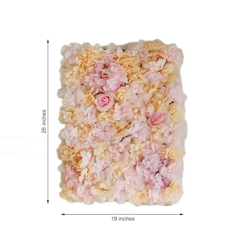 Product: Efavormart 13 Sq ft. | 4 Panels UV Protected Lifelike Assorted Silk Flower Wall Mats Panel Photo Booth Garden - Pink | Champagne