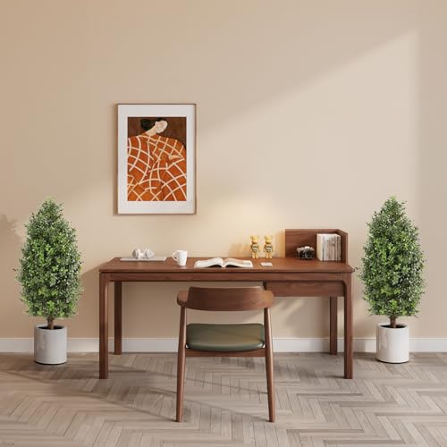 Product: momoplant 2.5FT-30Inch Artificial Plants Tree Shaped Boxwood Topiary Cone Topiaries Bushes Potted Fake Plants Outdoor/Indoor Decor（Set of 2）