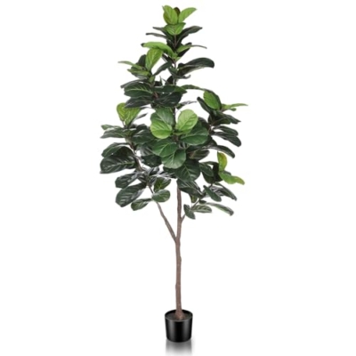 Product: LYERSE Artificial Fiddle Leaf Fig Tree - 6.5ft Faux Ficus Lyrata Plant with 108 Fiddle Leaves Fake Fig Silk Tree in Pot Artificial Tree for Indoor Outdoor Home Office Perfect Housewarming