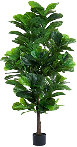 Product: FLOWORLD Fiddle Leaf Fig Tree 6ft Tall Artificial Tree in Plastic Pot Fake Ficus Lyrata Plants with 184 Decorative Fiddle Leaves Faux Fig Trees for Home Office Living Room Decor Indoor Outdoor