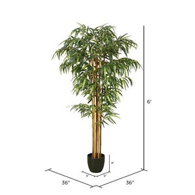 Product: Vickerman 6' Tall Artificial Potted Green Bamboo Tree - Lifelike Home Decor