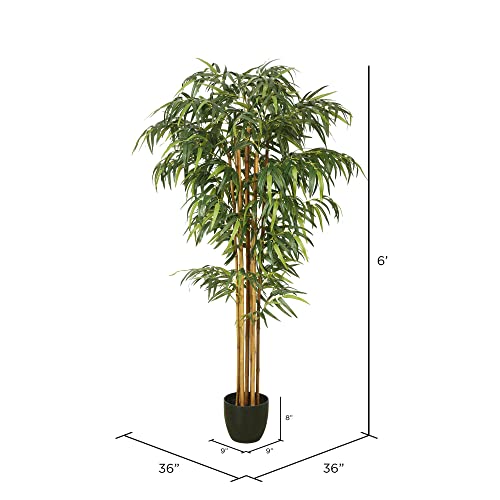 Product: Vickerman 6' Tall Artificial Potted Green Bamboo Tree - Lifelike Home Decor