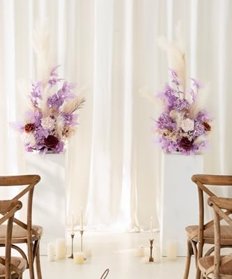 Silky Flower Store Artificial Flower Arrangements, Tall Wedding Arch Decor Lavender Aster Orange, 41in 10 10 Product: Ling's Moment 41" Tall Fall Free Standing Artificial Flowers Arrangements 2 pcs Wedding Arch Altar Stage Decorations Lavender Aster & Orange For Ceremony Reception Church Backdrop Outdoor Floral Party