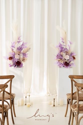 Silky Flower Store Artificial Flower Arrangements, Tall Wedding Arch Decor Lavender Aster Orange, 41in 2 2 Product: Ling's Moment 41" Tall Fall Free Standing Artificial Flowers Arrangements 2 pcs Wedding Arch Altar Stage Decorations Lavender Aster & Orange For Ceremony Reception Church Backdrop Outdoor Floral Party