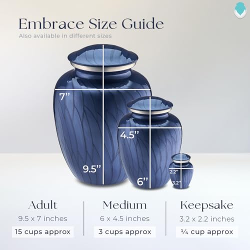 Product: Geturns Embrace Adult Personalized Butterfly Cremation Urns for Human Ashes I Large Pearl Cobalt Blue Funeral Urn for Men and Women I 200 lbs