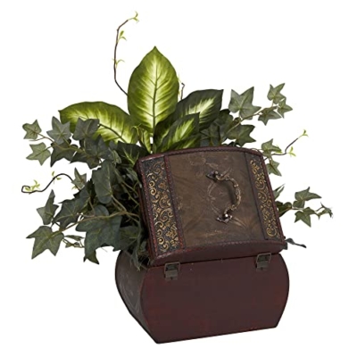 Product: Nearly Natural African Violet, Dieffenbachia & Ivy with Chest Silk Plant