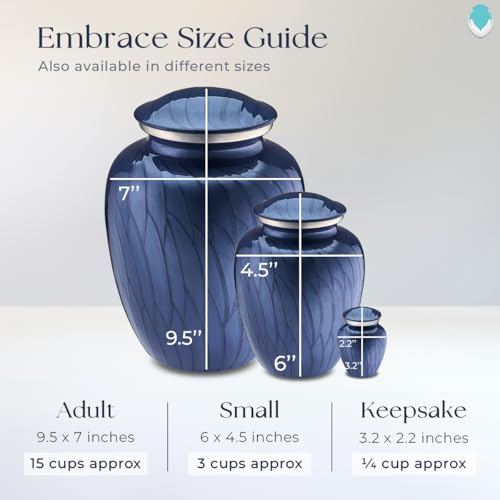 Silky Flower Store Adult Personalized Cremation Urn for Ashes, Large Pearl Cobalt Blue Funeral Urn, Metal Memorial Urn, 200 lbs capacity, 32.5cm 5 5 Product: Geturns Embrace Adult Personalized Cremation Urns for Human Ashes I Large Pearl Cobalt Blue Funeral Urn for Men and Women I 200 lbs