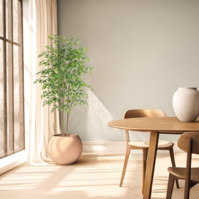 Product: Nafresh Tall UV Resistant Ficus Tree Artificial，6ft(72in) Faux Ficus Tree with Realistic Smooth and Shiny Leaves， Fake Trees Indoor Outdoor for Home Office Living Room Bedroom Foyer Porch Decor.