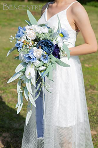 Silky Flower Store Navy Blue Bridal Bouquet, Cascading Wedding Bouquet, Faux Roses Eucalyptus, Wedding Decor, 12 Inch 2 2 Product: BENCENTRE 12 Inch Navy Blue Bridal Bouquet, Cascading Bouquet, Wedding Bouquet,for Wedding Ceremony Anniversary, Bridal Party and French Rustic Vintage Wedding, Artificial Flowers