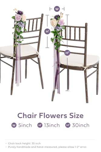 Silky Flower Store Artificial Aisle Pew Flowers, Wedding Chair Decorations Lilac Purple Gold Chiffon Ribbons, 13in x 5in 1 1 Product: Ling's Moment 8pcs Wedding Artificial Aisle Pew Flowers Chair Decorations Arrangements with Chiffon Ribbons Lilac Purple Gold for Ceremony Chair Back Floral Decor Reception Church Party Outdoor