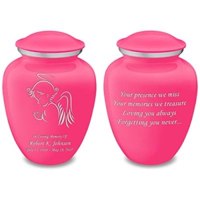 Product: Geturns Embrace Adult Personalized Angel Cremation Urns for Human Ashes I Large Bright Pink Funeral Urn for Adult Men and Women with Double Side Engraving I 200 lbs
