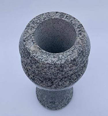 Silky Flower Store Polished Granite Vase Gray Decorative Floral Planter, Spanish Home Décor, 4 x 10 8 8 Product: Turned Granite Vase Polished 4" x 10" Gray