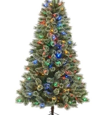 Product: Honeywell 6.5 ft Pre-Lit Christmas Tree, Frances Cashmere Artificial Christmas Tree with 250 Color Changing LED Lights, Xmas Tree with 811 PVC/Cashmere Tips, Tree Top Connector, UL Certified