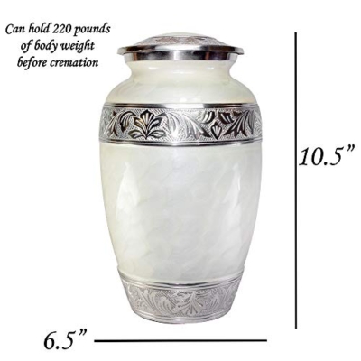 Silky Flower Store Urns for Human Ashes, Companion Funeral Cremation Urn for Two Adults, Pearl White Enamel Heart Base, 32.5cm 13 13 Product: Urns for Human Ashes, Funeral Cremation Companion Urns for Two Adults