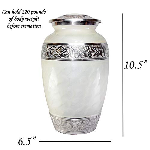 Silky Flower Store Urns for Human Ashes, Companion Funeral Cremation Urn for Two Adults, Pearl White Enamel Heart Base, 32.5cm 5 5 Product: Urns for Human Ashes, Funeral Cremation Companion Urns for Two Adults