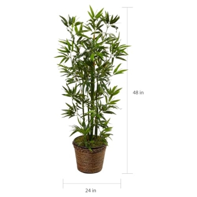 Product: Nearly Natural 4ft. Bamboo Artificial Tree in Coiled Rope Planter