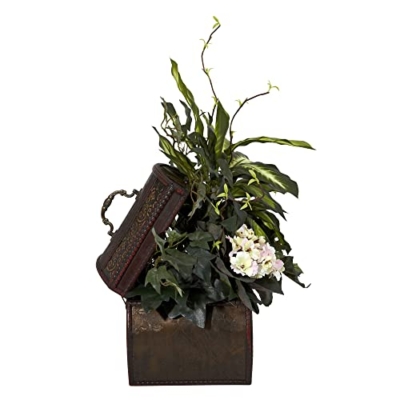 Product: Nearly Natural African Violet, Dieffenbachia & Ivy with Chest Silk Plant