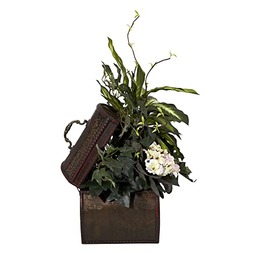 Product: Nearly Natural African Violet, Dieffenbachia & Ivy with Chest Silk Plant