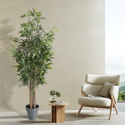 Product: Generic 6 ft Artificial Bamboo Tree Greenery Plants Decor in Pot for Indoor Home Office Decoration 71 inch