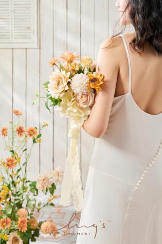 Product: Ling's Moment Artificial Flowers Sunflower Bridesmaid Bouquet Set of 4, Backyard Wedding Flowers Bouquets for Bridesmaids, 7 Inch Bridal Bouquets for Bridesmaids, Wedding, etc