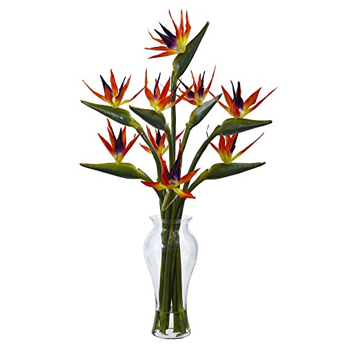 Product: Nearly Natural 1449 Birds of Paradise in Vase,Orange and Green