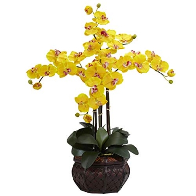 Product: Nearly Natural Phalaenopsis with Decorative Vase Silk Flower Arrangement