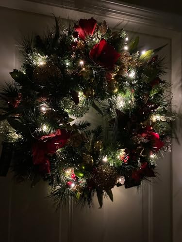 Silky Flower Store Luxury Red Amaryllis Christmas Wreath, Artificial Silk Floral Door Wall Decor, Home Party Centerpiece 45cm 2 2 Product: Luxury Red Amaryllis Christmas Wreath - Long-Term Storage Artificial Flower for Home & Party Decor