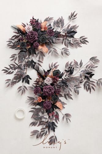 Product: Ling's Moment 2PCS Artificial Floral Swags Centerpieces, Wedding Flower Greenery Arrangements for Sweetheart/Head Table Decor Wedding Car Wall Window Arch Home Garden Decor | Purple Halloween