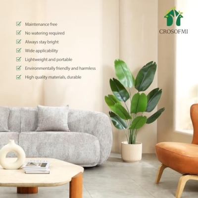 Product: CROSOFMI Artificial Bird of Paradise Plant 5 Feet Fake Tropical Palm Tree with 10 Leaves,Perfect Faux Plants in Pot for Indoor House Home Office Garden Modern Decoration Housewarming Gift,1Pack