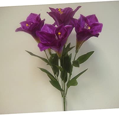 Product: Purple Deluxe Amaryllis Bush Artificial Silk Flower 25" Bouquet 7-785pu Realistic Craft Art Decor Plant for Indoor Outdoor Decoration