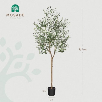 Product: Artificial Olive Tree 6FT – Tall Faux Tree with Realistic Silk Leaves, Handmade Seagrass Basket, Low-Maintenance Large Fake Plants for Modern Office, Floor & Home Decor, Living Room, Indoor Plants