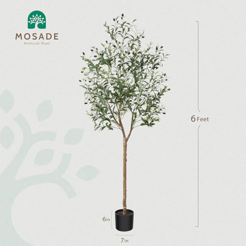Product: Artificial Olive Tree 6FT – Tall Faux Tree with Realistic Silk Leaves, Handmade Seagrass Basket, Low-Maintenance Large Fake Plants for Modern Office, Floor & Home Decor, Living Room, Indoor Plants