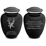 Product: Geturns Embrace Adult Personalized Deer Cremation Urns for Human Ashes I Large Black Funeral Urn for Adult Men and Women with Double Side Engraving I 200 lbs