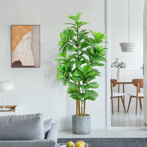 Product: 6FT Artificial Fiddle Leaf Fig Tree with Realistic Branch Leaves and Moss, Large Faux Ficus Lyrata Tree in Potted, 71 in Fake Tall Artificial Plants indoor for Décor at Home Living Room Office, 2 Pack