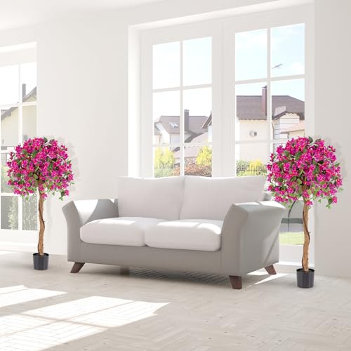Product: Goplus 53” Bougainvillea Artificial Tree, 2 Pack Faux Silk Flower Tree in Pot w/ 576 Flowers, 288 Leaves, Tall Fake Floor Plant, Artificial Plants for Indoor Outdoor Bedroom Living Room Decor
