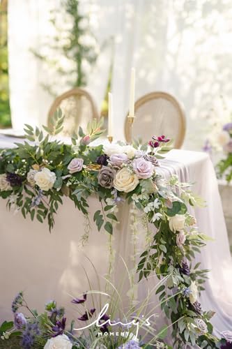 Silky Flower Store 9FT Faux Eucalyptus Willow Garland, Lilac Gold Wedding Arch Mantel Sweetheart Table Decor, 9FT 2 2 Product: Ling's Moment 9FT Flower Garland for Backdrop Decorations - Wedding Arch Flowers, Eucalyptus & Rose, Artificial Floral Garland for Mantel - Sweetheart Table Decor for Ceremony Reception, Lilac & Gold