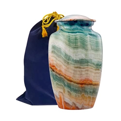 Product: Memorial Cremation Urns for Human Ashes | Handcrafted Large Burial Marble Finish Adult Cremation Urn, Funeral Decorative Urns for Female & Male | 200 lbs with Velvet Bag (Blue Marsh)