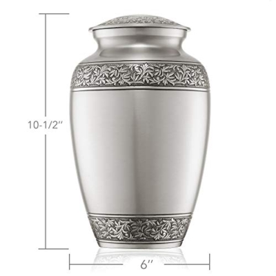 Silky Flower Store Cremation Memorial Urn for Human Ashes, Silver Adult Funeral Urn, Velvet Bag 20.5cm 9 9 Product: Reminded Cremation Memorial Urn for Human Ashes, Silver Adult Funeral Urn with Velvet Bag